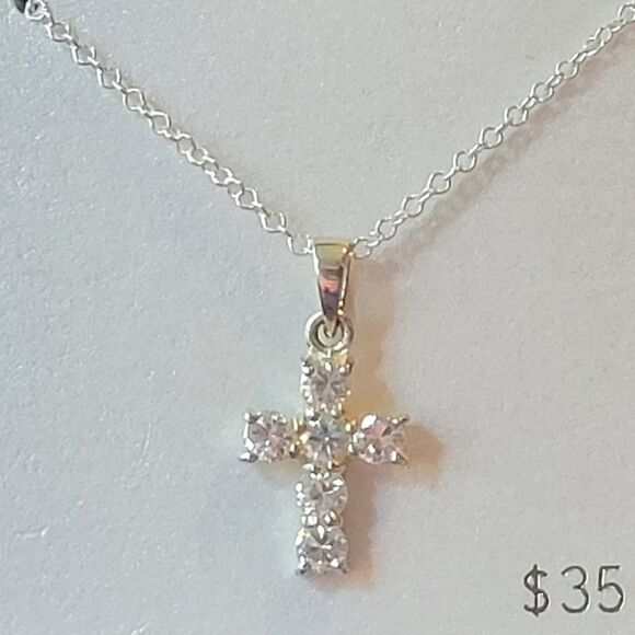 Kohl's Sterling Silver Cross Necklace with Sparkling CZ Accents - Picture 2 of 4